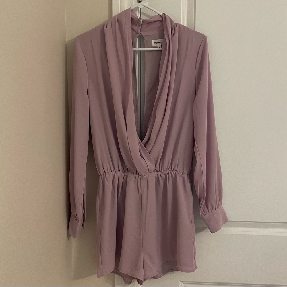 Kaycie Drape Neck Romper in Lilac
